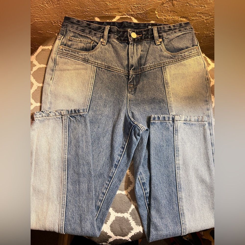 Blank NYC Jeans Madison Crop Two-Tone Blue Straight Leg sz 28